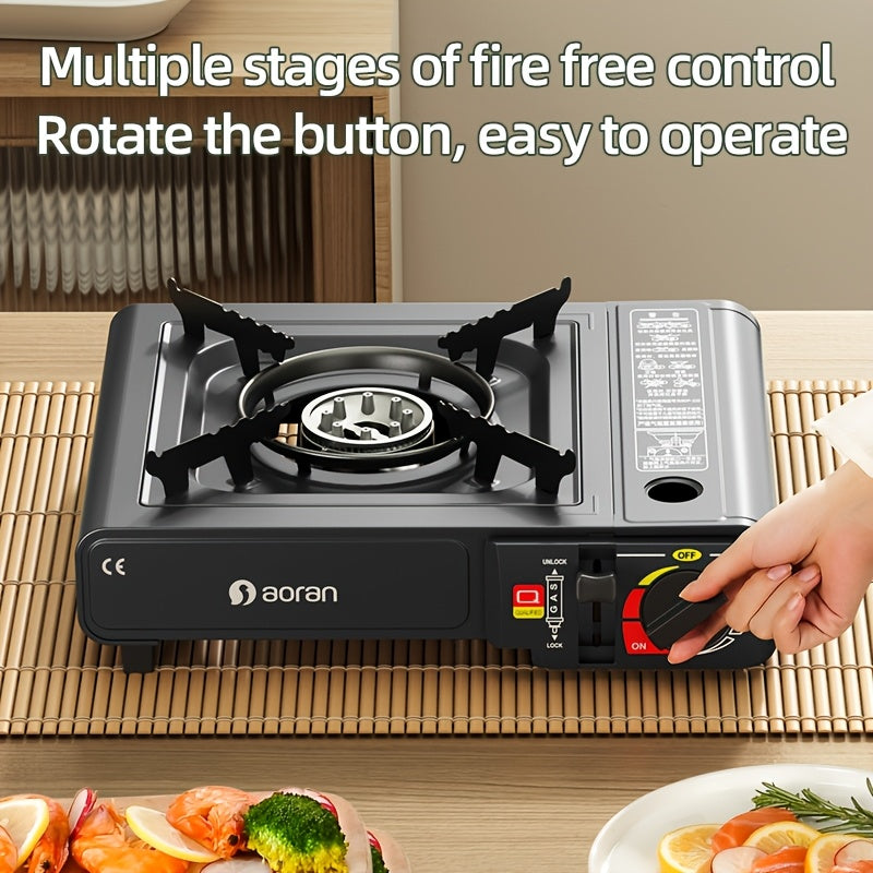 Portable Butane Stove – Cassette Camp Burner with Piezoelectric Ignition & Safety Lock for Camping Hiking BBQ Korean Cooking Outdoor