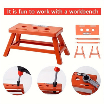 Kids Tool Set 38 Piece Pretend Play Construction Toy – Educational Simulation Toolbox Building Kit for Boys & Girls Ages 3+ Toddler STEM Gift for Birthday Christmas Holiday Red