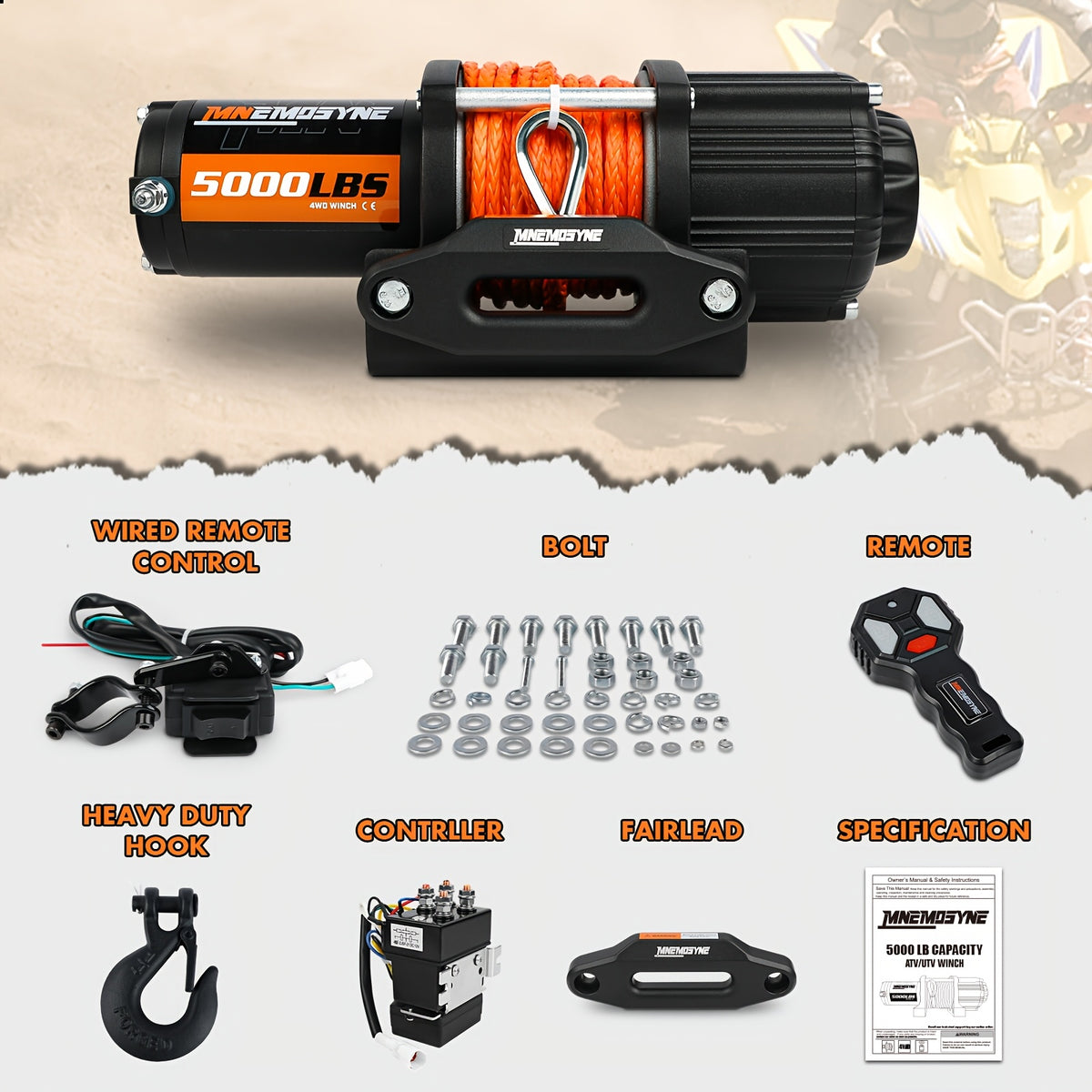 14500lb/5000lb/4500lb/3000lb Electric Winch 12V Winch Steel Cable Synthetic Rope Offroad Towing Trucks Trailers SUVs Offroad Recovery Robust Construction for SUV Trailer Boat Winch ATV UTV ATV Winch Kit 4WD 4X4