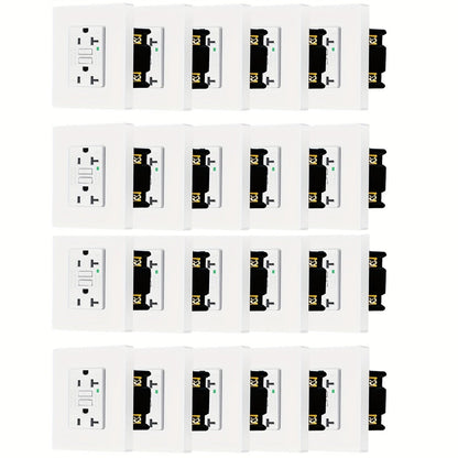 GFCI Outlet 20 Amp Tamper Resistant WR Weather Resistant with Wall Plate ETL Listed LED Indicator Test Reset Button Ground Fault Circuit Interrupter for Bathroom Kitchen Garage 2 4 6 10 20 Pack Black White