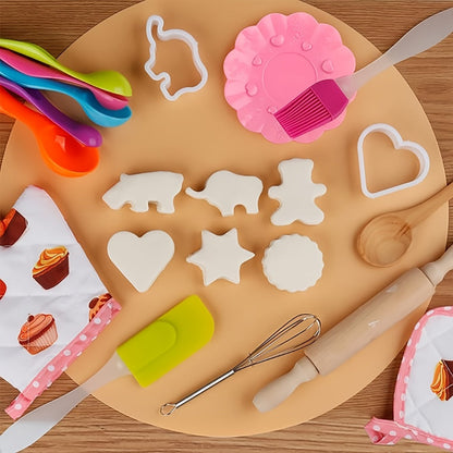Kids Cooking & Baking Set 24 PCS – Chef Hat & Apron Dress-Up Costume with Baking Accessories for Girls Boys Ages 3-10 | Pretend Play Kitchen Toy | Best Birthday Christmas Gift