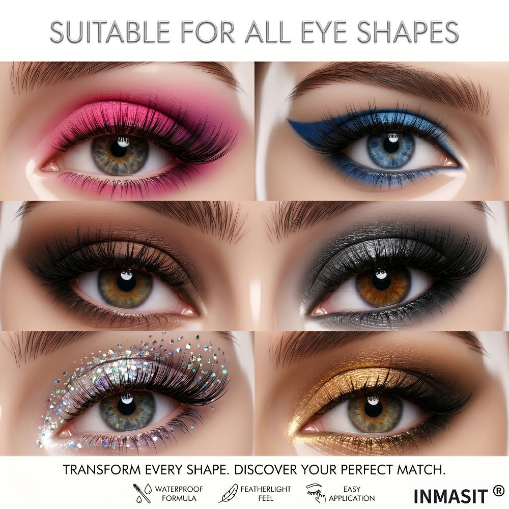 Magnetic Eyelashes Glue-Free Reusable False Lashes – Natural Wispy Fluffy Cat Eye Style, Waterproof & Sweatproof with Applicator & Storage Case, Black & Pink Set for Daily Wear, Parties & Beauty Gifts