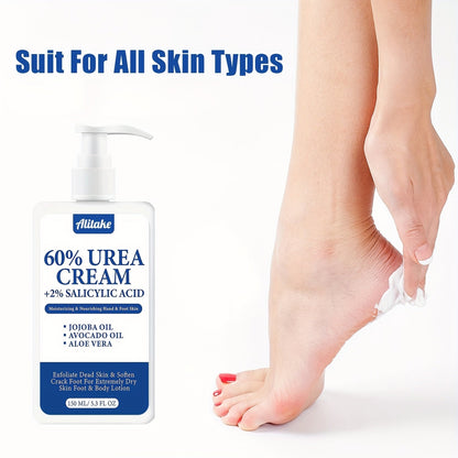 Clinical Strength 60% Urea Foot Cream with Salicylic Acid, Shea Butter & Avocado Oil 150ml | Cracked Heel Repair, Callus Remover & Deep Moisturizer for Dry Rough Skin | Women & Men