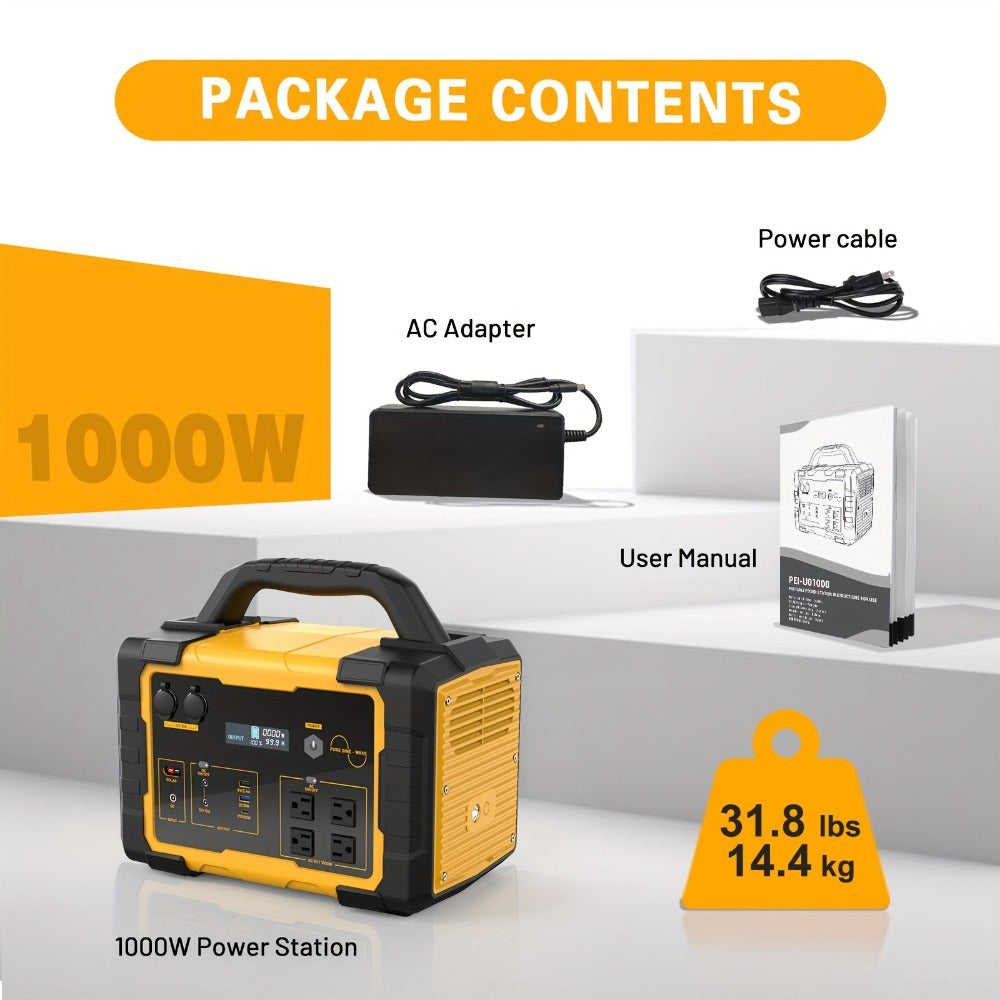 Portable Power Station 1075Wh/294Wh – 1000W/300W Solar Generator, Lithium Battery, 120V AC Outlet, for RV, Camping, Hiking, Fishing & Emergency Backup