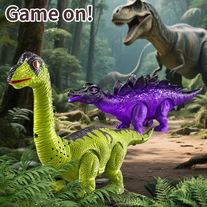 Electric Walking Dinosaur Toys Set of 3 with Sound, Light & Walking Functions – Interactive Moving Dino Toy Collection, Birthday Christmas Gift for Boys Girls Ages 3-7