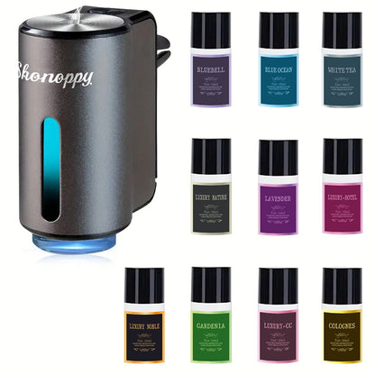 Car Air Freshener Aroma Diffuser with Essential Oils – USB Powered Smart Scent Diffuser for Car, 3/6/10/20 Bottles 0.34oz Essential Oils Included, Compact Cup Holder Design, Multi-Color