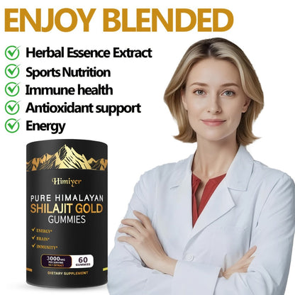 Shilajit 3000mg Supplement with Ginger Ginseng Ashwagandha Hoofgrass - 5-in-1 Adaptogen Complex for Energy Stamina Vitality & Stress Relief - Multi-Mineral Formula for Men & Women