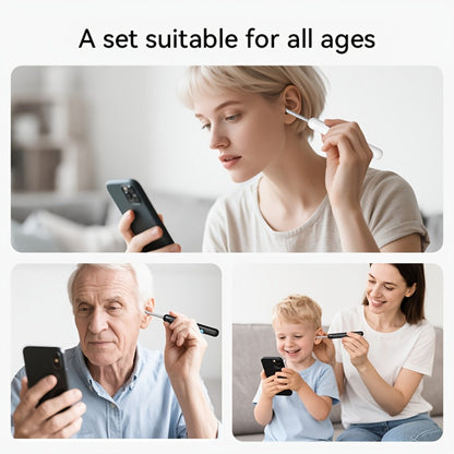 Ear Wax Removal Camera Visual Ear Cleaner 1080P HD – 6 Safety Ear Spoons 7-Piece Kit, USB Charging, Real-Time Smartphone Inspection, Portable Ear Cleaning Tool for Adults Kids, Black and White