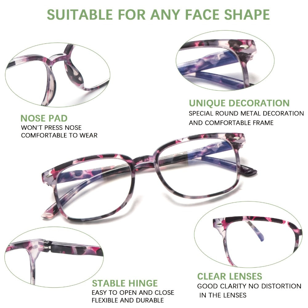 Blue Light Blocking Reading Glasses for Women 5-Pack – Stylish Computer Readers with Spring Hinges, Anti-Blue Light Lenses, Multiple Strengths 1.0–4.0x, Multicolor