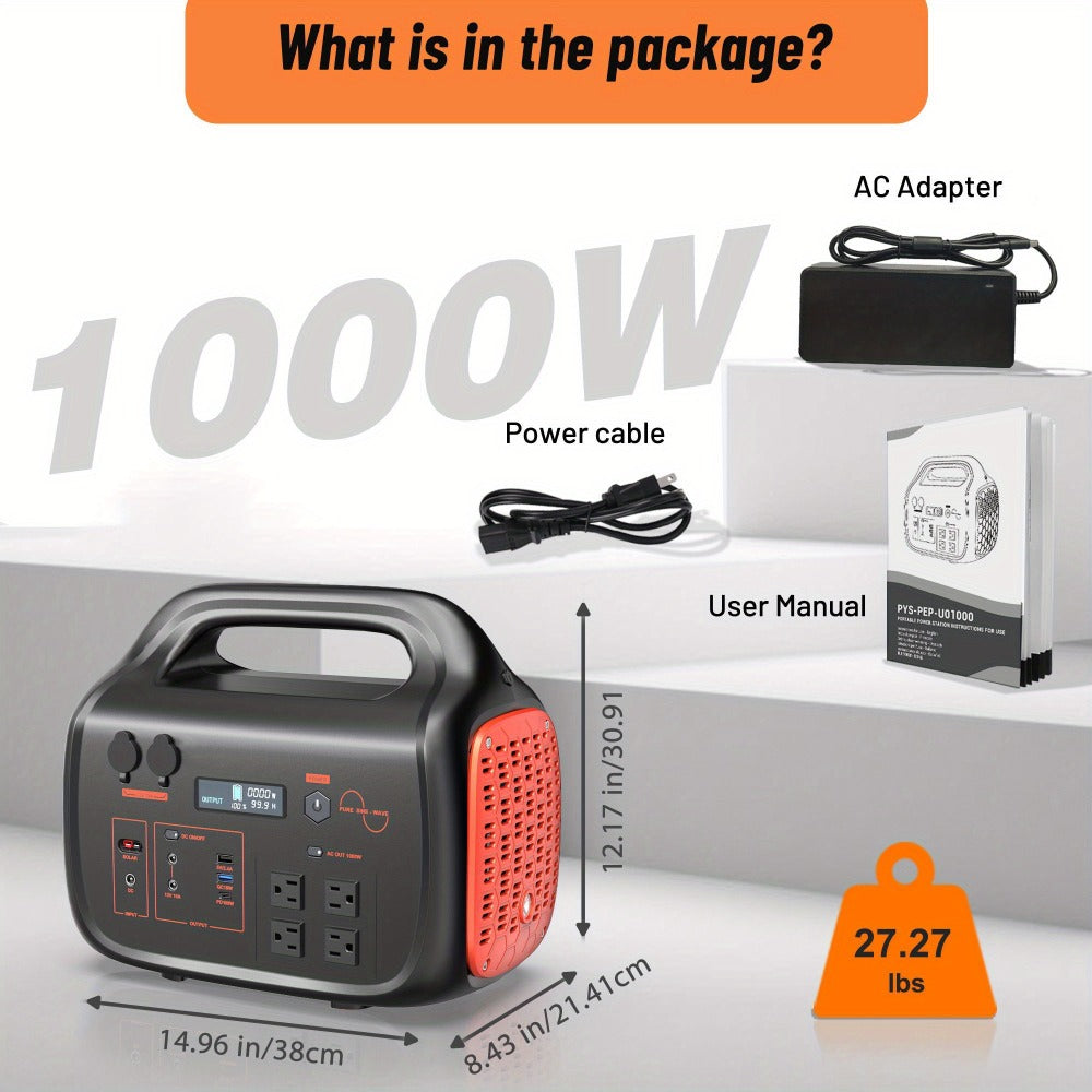 Portable Power Station 1075Wh/294Wh – 1000W/300W Solar Generator, Lithium Battery, 120V AC Outlet, for RV, Camping, Hiking, Fishing & Emergency Backup