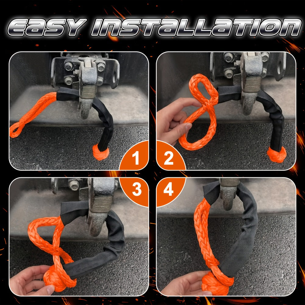 Soft Shackle 41,000 lb Breaking Strength Synthetic UHMWPE Recovery Rope with Protective Sleeve – Heavy Duty Tow Shackle for Off-Road Truck Jeep SUV UTV ATV, 1 & 2 Pack
