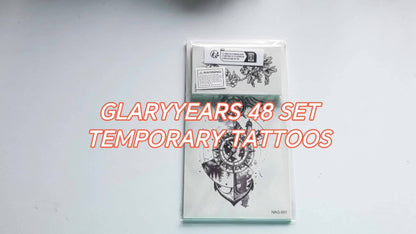 GLARYYEARS Realistic Temporary Tattoos for Men Women 48pcs Skull Snake Black Dark Art Body Arm Designs Waterproof Long Lasting Non-Toxic 12 Large 36 Small Sheets