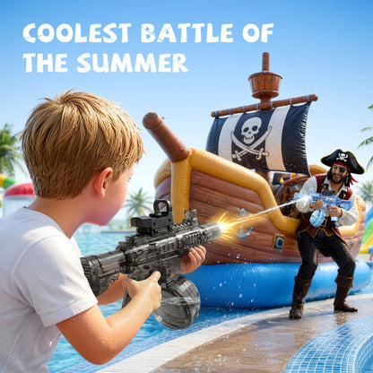 Electric Water Gun for Kids Ages 3-6 – Large Tank Auto Squirt Blaster with Sound & Light Effects, Summer Outdoor Pool Beach Backyard Party Toy, Birthday Gift for Boys & Girls, Black & Blue