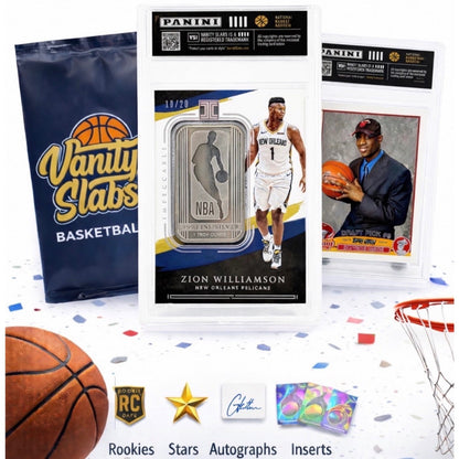 Mystery Basketball Trading Card in Vanity Slabs Display Case – Random Rookie Star Autograph Insert | Premium Slab Holder | Collector Gift for Kids Teens & NBA Fans