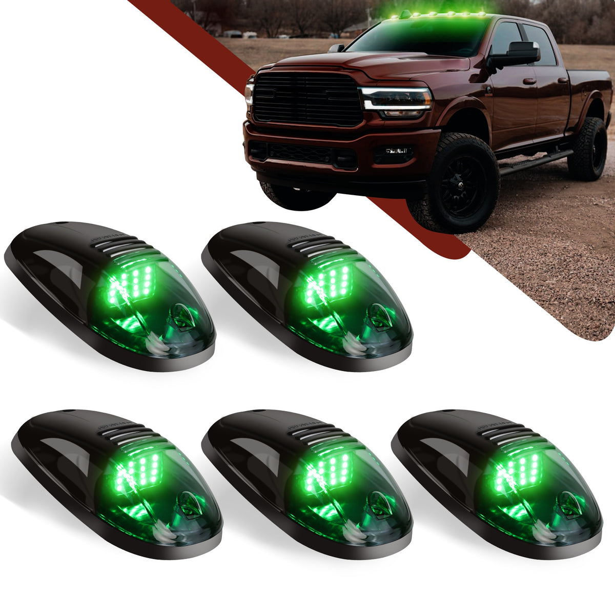 5pcs/Set 16/24 LED Roof Marker Light Bulbs, 12V Super Bright, Sturdy Construction, Easy Wiring Harness Replacement, Fits 2003-2018 1500 2500 3500 4500 5500 Pickup Trucks, Without Battery