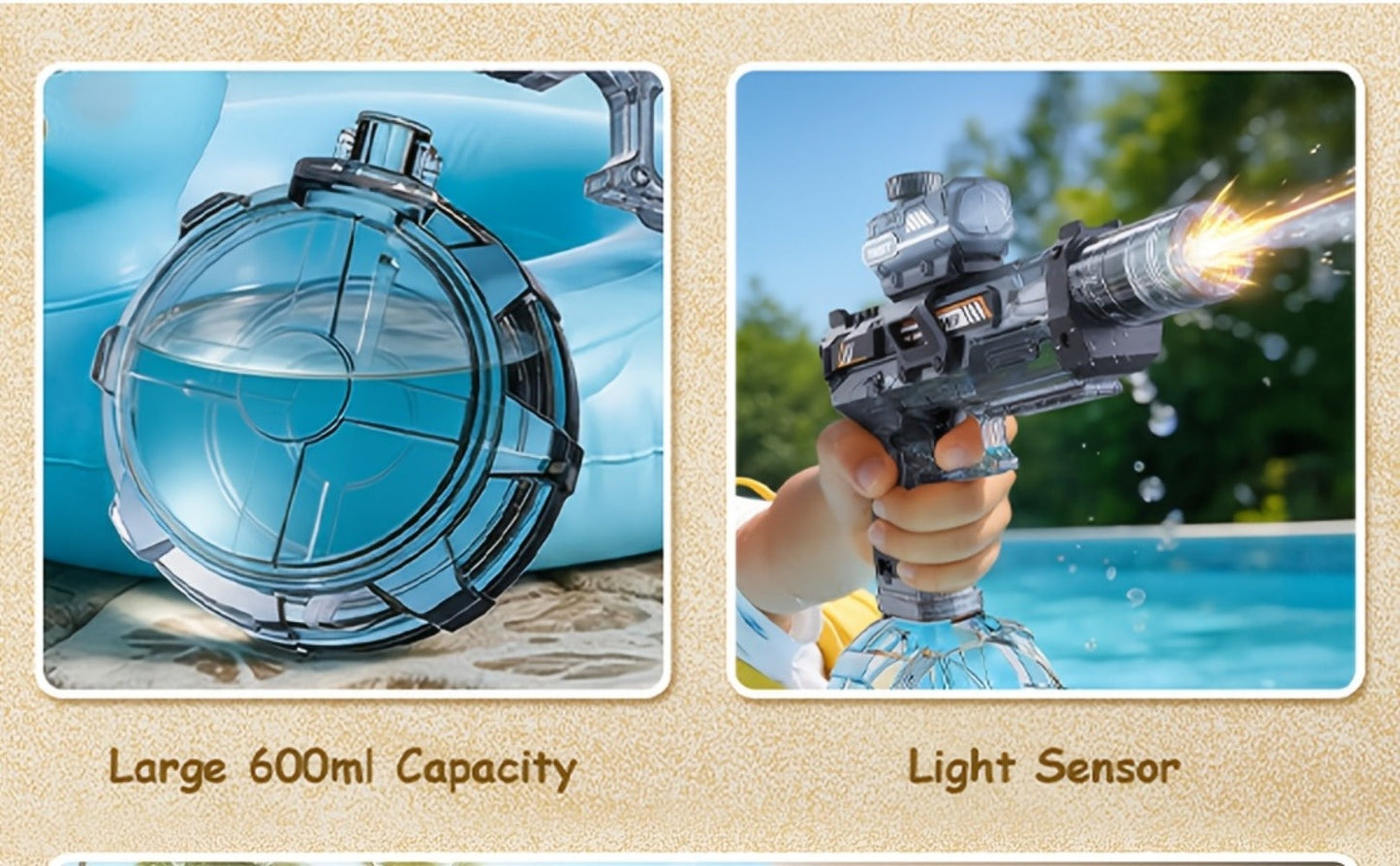 Kids Electric Water Gun with Sound Effects for Ages 3-6 – Automatic High Capacity Squirt Blaster Long Range, Toddler Summer Outdoor Pool Beach Backyard Party Toy, Birthday Gift for Boys Girls, 2-Pack Option