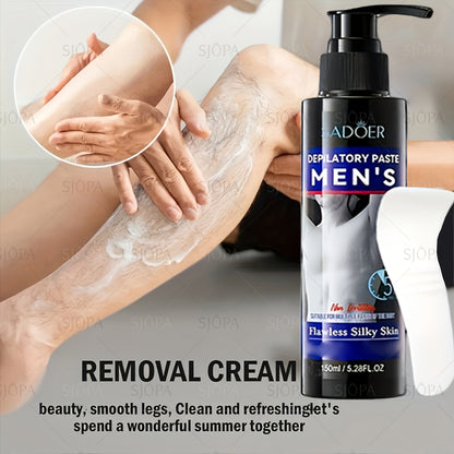 Hair Removal Cream for Men 150ml Fast Painless Depilatory for Body Face Underarm Leg & Intimate Area – Smooth Skin Formula, Razor-Free Grooming, Father's Day Gift