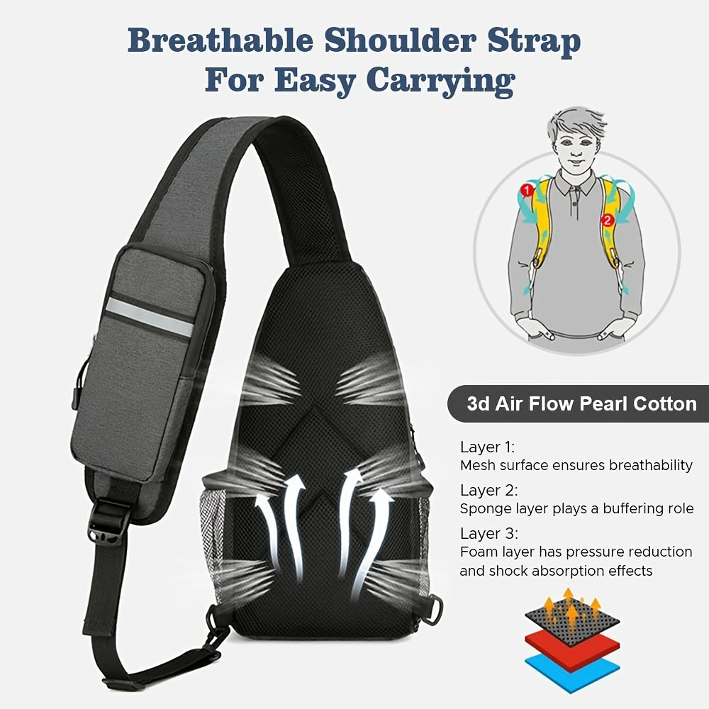 Crossbody Sling Backpack for Women Men - Lightweight Oxford Cloth Shoulder Chest Bag Daypack for Hiking Traveling Camping, Large Capacity Zipper Sling Bag with Adjustable Strap (2 Pack)