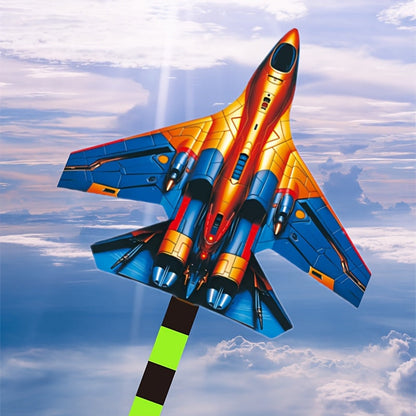 Large Fighter Plane Kite 200cm+ Polyester – Colorful Stunt Kite for Adults & Kids, Outdoor Flying Fun at Beach Park & Open Fields, Easy to Fly, Vibrant Mixed Color Design