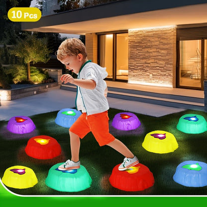 Light-Up Stepping Stones for Kids 10 Piece Glow Balance Training Sensory Coordination Game Indoor Outdoor Activity Toy Party Birthday Christmas Gift Boys Girls Ages 3+