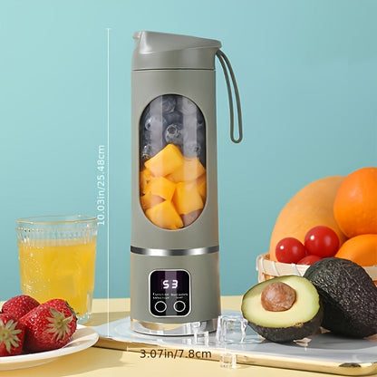 Portable USB Rechargeable Blender with LED Display – 15oz Personal Smoothie Blender for Shakes, Milkshakes & Fresh Juice, Compact Mini Blender for Home Gym Office & Travel, BPA-Free Cup