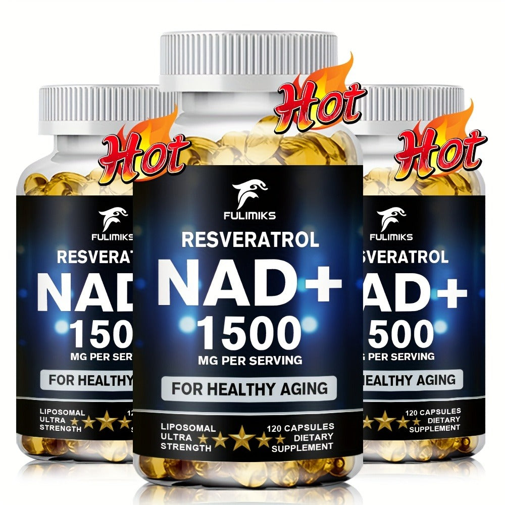 NAD+ Supplement Capsules with Resveratrol – Cellular Energy, Anti-Aging & Daily Vitality Support for Women & Men, 120 Capsules 60-Day Supply by FULIMIKS