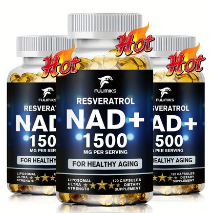 NAD+ Supplement Capsules with Resveratrol – Cellular Energy, Anti-Aging & Daily Vitality Support for Women & Men, 120 Capsules 60-Day Supply by FULIMIKS