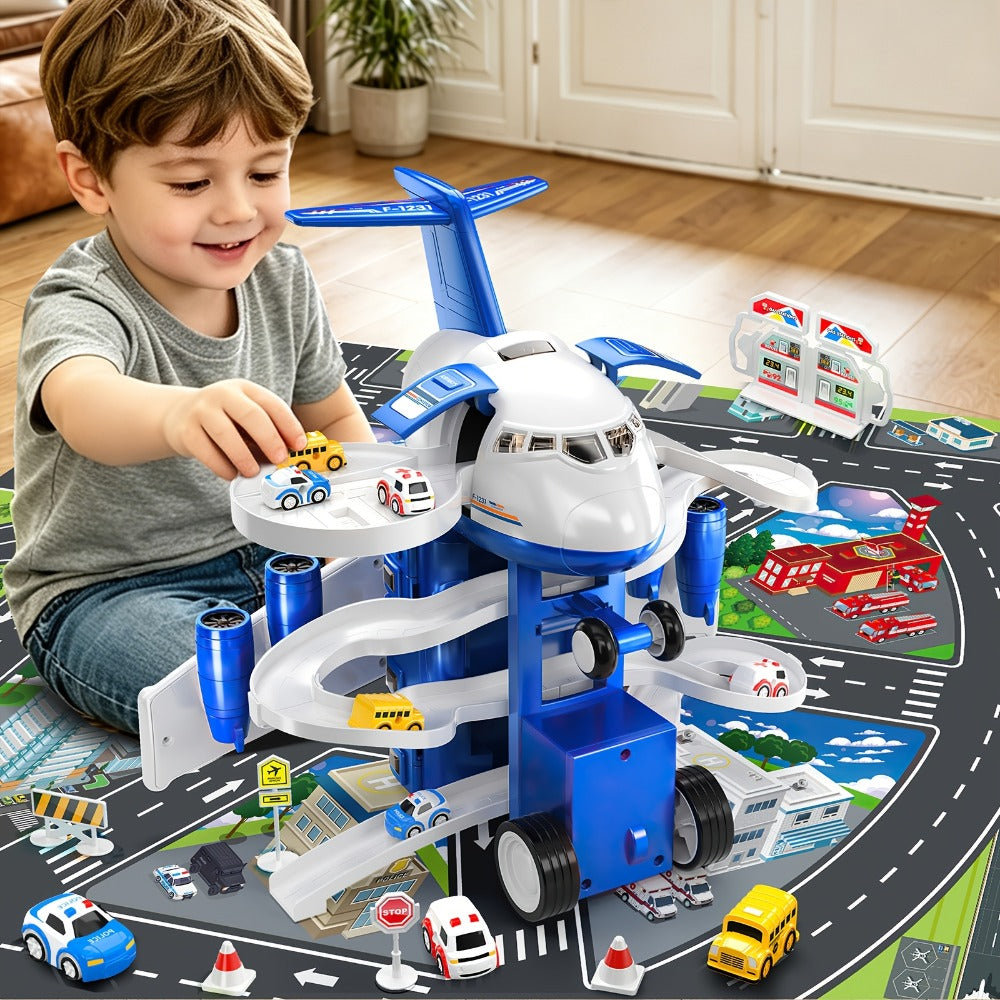 Kids Airplane Toy with LED Lights & Music – Inertia Friction Powered Passenger Plane Diecast Aircraft for Toddlers Boys Girls Ages 3-8 Educational Vehicle Toy Birthday Christmas Gift