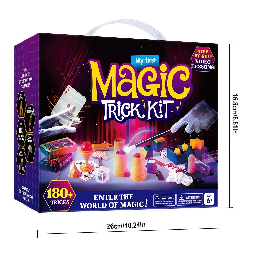180+ Magic Tricks Kit for Kids – Complete Magician Starter Set with Step-by-Step Video Lessons, Magic Wand, Illusion Cards & Classic Props | Birthday Christmas Gift for Boys Girls Ages 6+