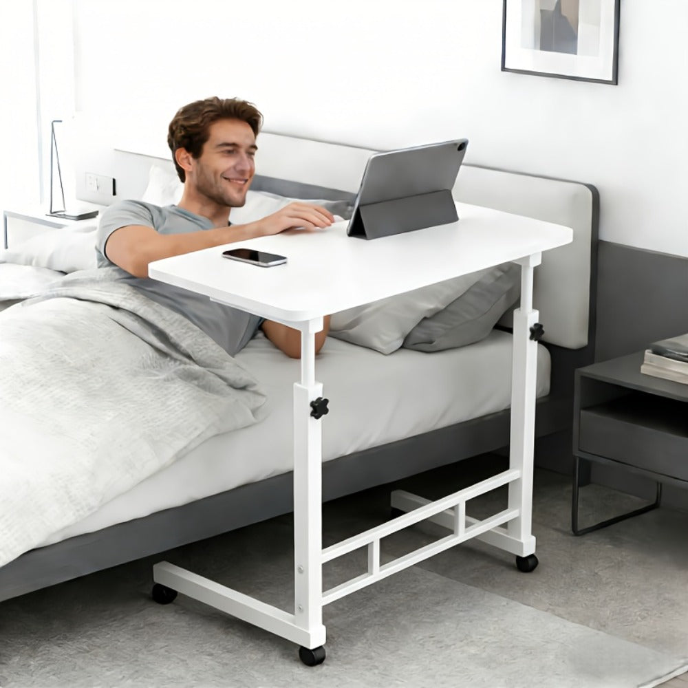 Overbed Table Adjustable Height – Hospital-Grade Nursing Bedside Table with Independent Storage Compartments for Elderly & Patient Care | Portable Auxiliary Tray Table, 8 Colors