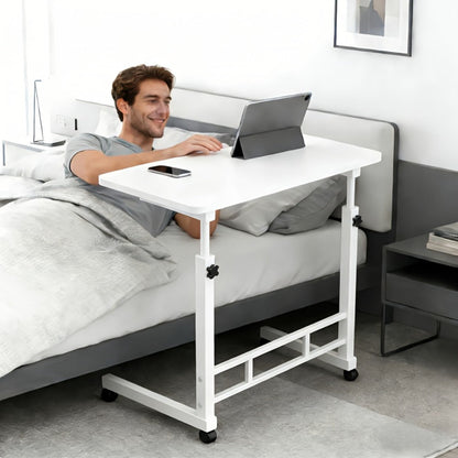Overbed Table Adjustable Height – Hospital-Grade Nursing Bedside Table with Independent Storage Compartments for Elderly & Patient Care | Portable Auxiliary Tray Table, 8 Colors