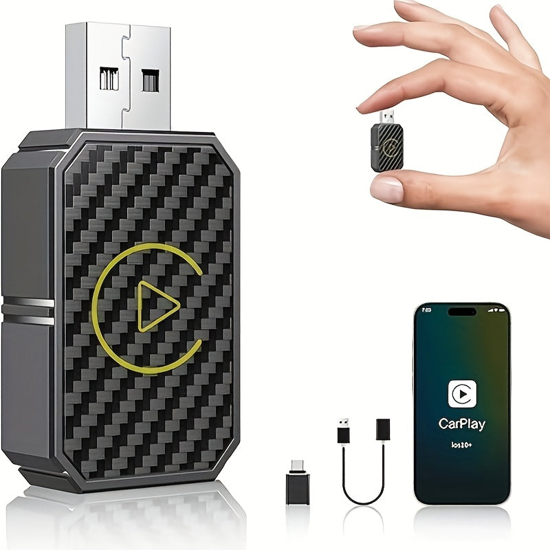 Mini wireless CarPlay adapter, suitable for Apple and Android, plug and play, low latency to convert wired to wireless CarPlay, suitable for a variety of models, upgraded in 2025, fast and stable connection, no battery required