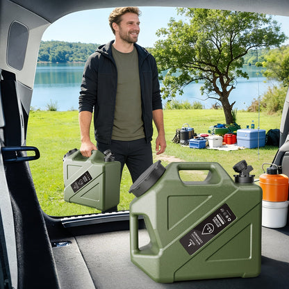 Collapsible Camping Water Storage Bucket 3.2 Gal Portable Water Tank with Faucet Dispenser Army Green Outdoor Emergency Water Container for Hiking Car Camping Festival