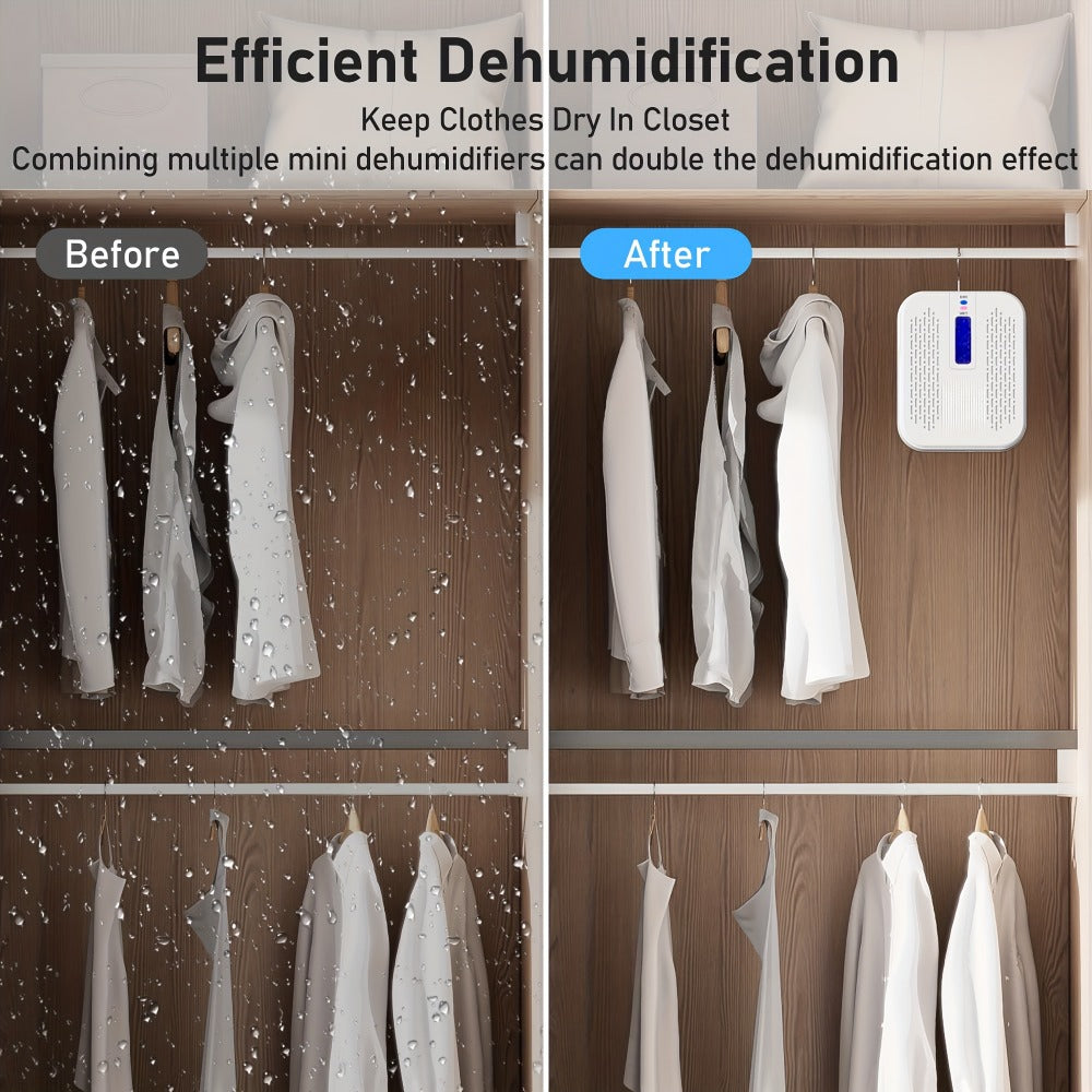 Mini Rechargeable Dehumidifier – Portable Silica Gel Moisture Absorber for Closet, Bathroom, Car, Wardrobe & Bookcase, Reusable Small Dehumidifier with Color-Changing Crystals, Up to 35 Sq Ft Coverage