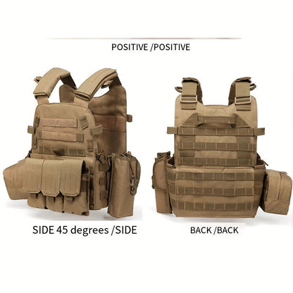 Tactical MOLLE Vest 6094 Adjustable Combat Chest Rig with Multi-Pocket System for Outdoor Hunting Training Airsoft CS Wargame Hiking Camping