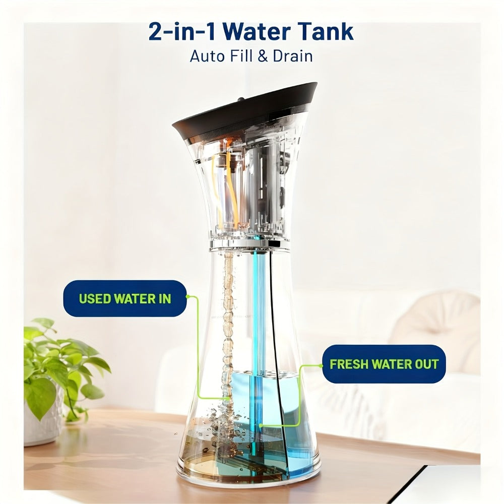 Electric Ear Irrigation Kit Upgraded 4-Speed Dual Tank Design – 6 Tips Hydraulic Ear Wax Removal with Water Temp Sensor, Visual Waste Tank, USB Rechargeable, Nozzle Belt, Safe Home Ear Cleaner