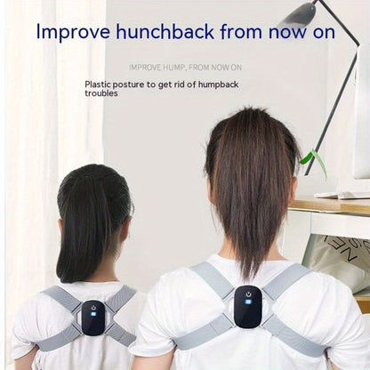 Smart Posture Corrector with Vibration Alert, Wireless Rechargeable Posture Trainer & Back Support Belt for Men Women, Adjustable Spine Correction Device for Office Gym, Hand-Washable Pink Gray Black