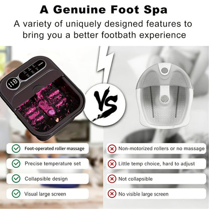 Foldable Foot Spa Bath Massager with Automatic Heating – Temperature-Controlled Foot Soak Basin with Massage Rollers, Bubble Jets & Pedicure Kit, Collapsible Foot Bath for Home Relaxation & Gift