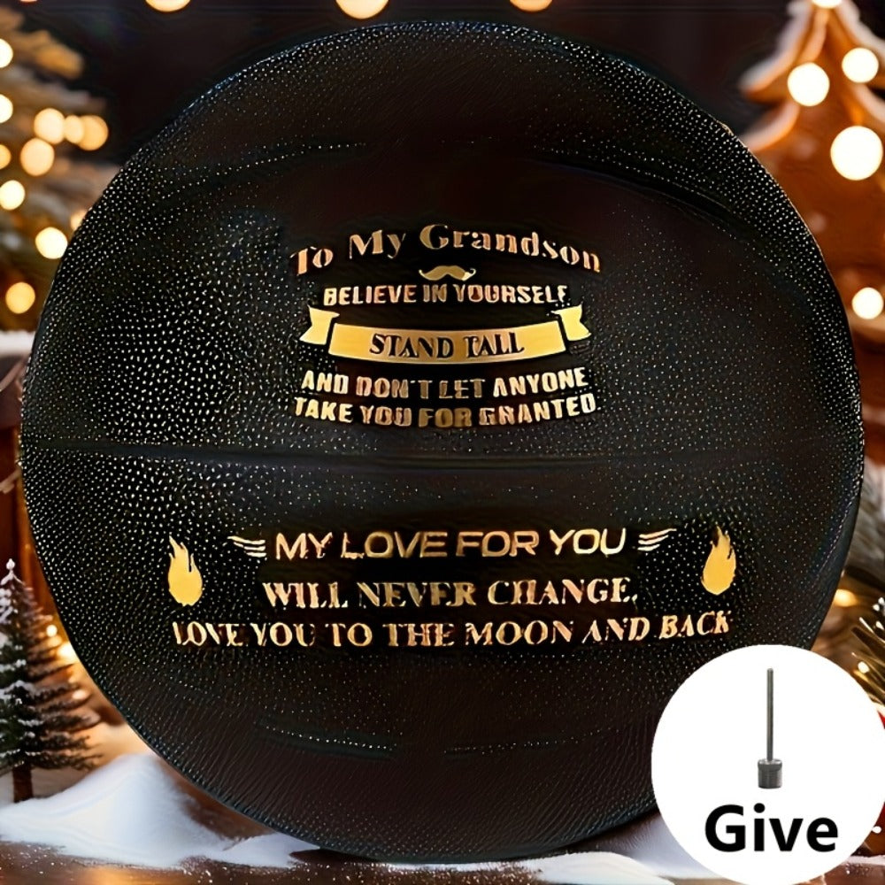 Personalized Basketball Gift for Son & Grandson Standard Size with Pump To My Son To My Grandson Heartfelt Message Sports Birthday Christmas Holiday Gift for Boys Teens