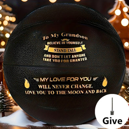 Personalized Basketball Gift for Son & Grandson Standard Size with Pump To My Son To My Grandson Heartfelt Message Sports Birthday Christmas Holiday Gift for Boys Teens