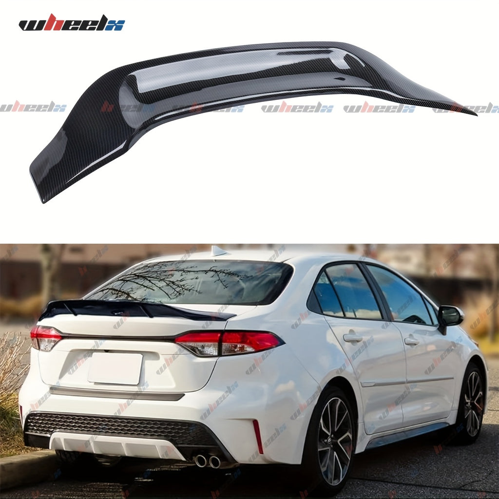 Painted R Style Duckbill Highkick Trunk Lid Spoiler Wing Compatible with 2020-2026 for TOYOTA Corolla 4 Door Sedan, Gloss Black/ Carbon Fiber
