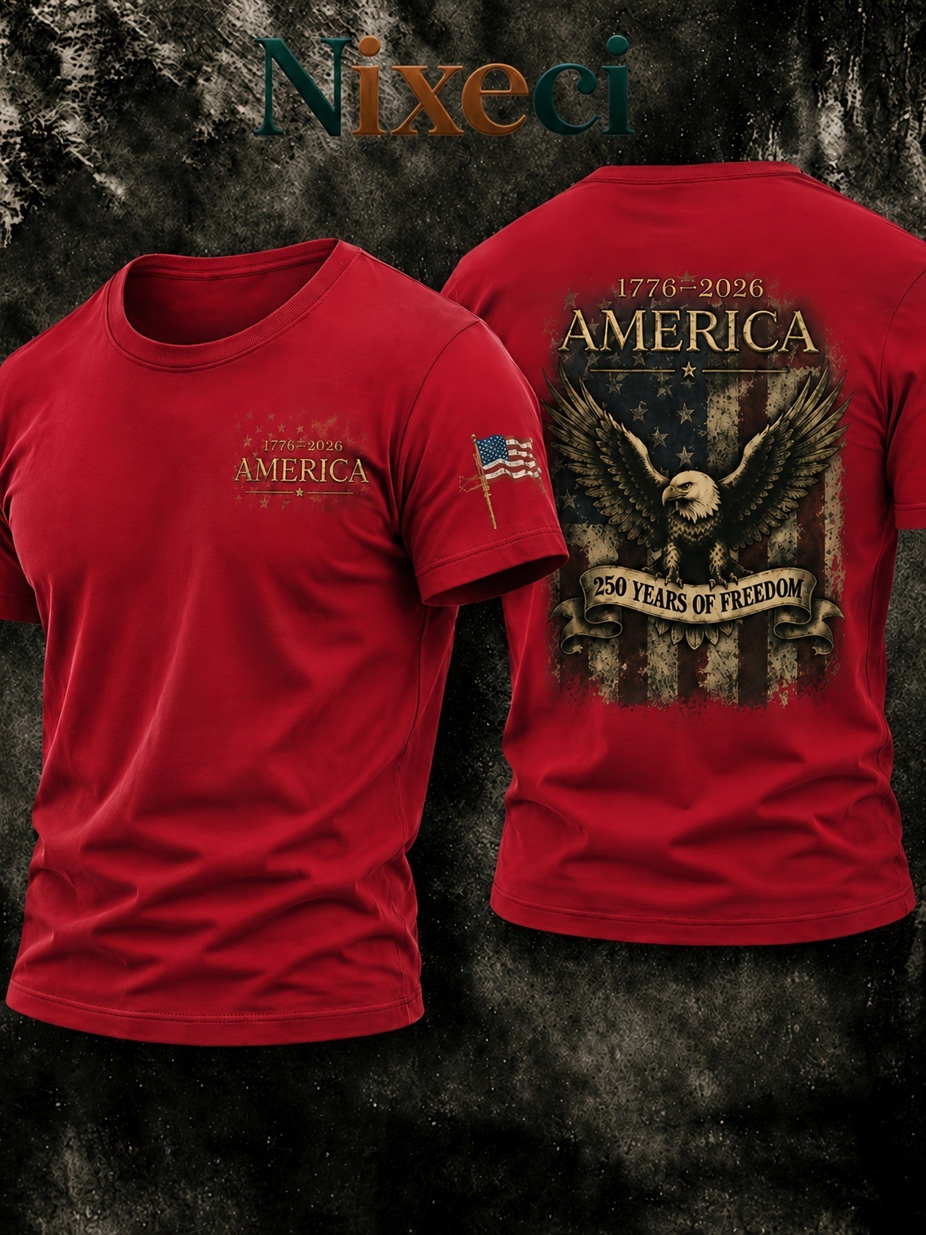 Men's Patriotic T-Shirt - Crew Neck Short Sleeve Everyday Style 086373