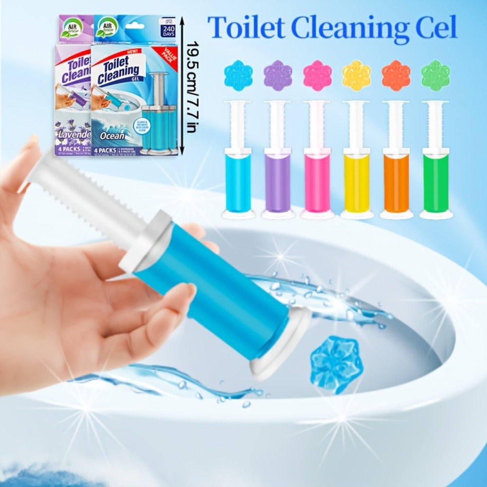 Toilet Gel Stamp Cleaner Air Freshener Flower Scented Bathroom Cleaning Gel Prevents Scale Toilet Ring 6 Fragrance Options Ocean Lavender Floral Peach Lemon Pine 4 Pcs or 8 Pcs with Dispenser