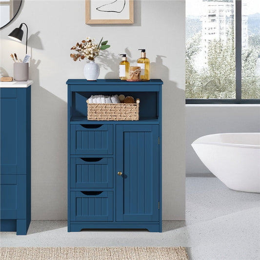 Storage Cabinet, Bathroom with Drawers 3-Drawer Floor Cabinet with Open Shelf & Adjustable shown in the main product view