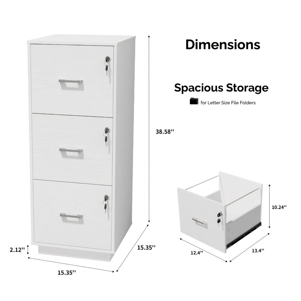 3-Drawer File Cabinet for Organized Everyday Storage in Home Office detail image