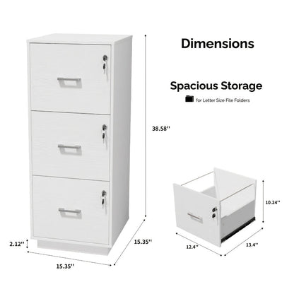 3-Drawer File Cabinet for Organized Everyday Storage in Home Office detail image
