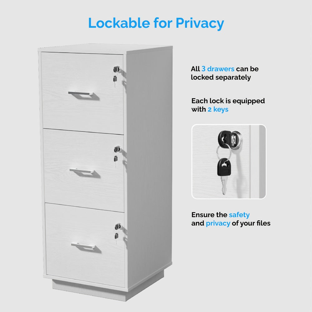 3-Drawer File Cabinet for Organized Everyday Storage in Home Office detail image - detail view 6