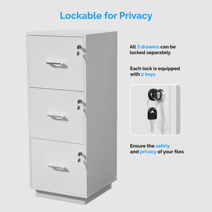 3-Drawer File Cabinet for Organized Everyday Storage in Home Office detail image - detail view 6