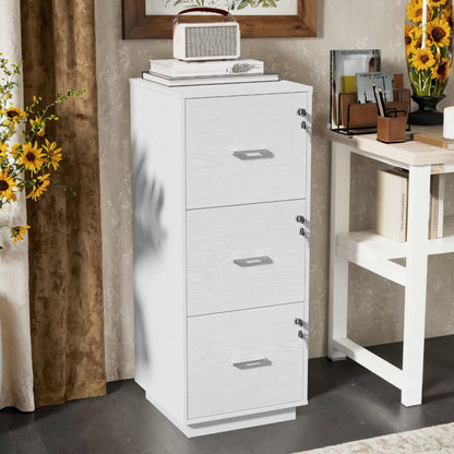 File Cabinet, 3-Drawer Lockable Wood Filing Organizer, 27" Height, 3.2 Cu Ft Storage shown in the main product view