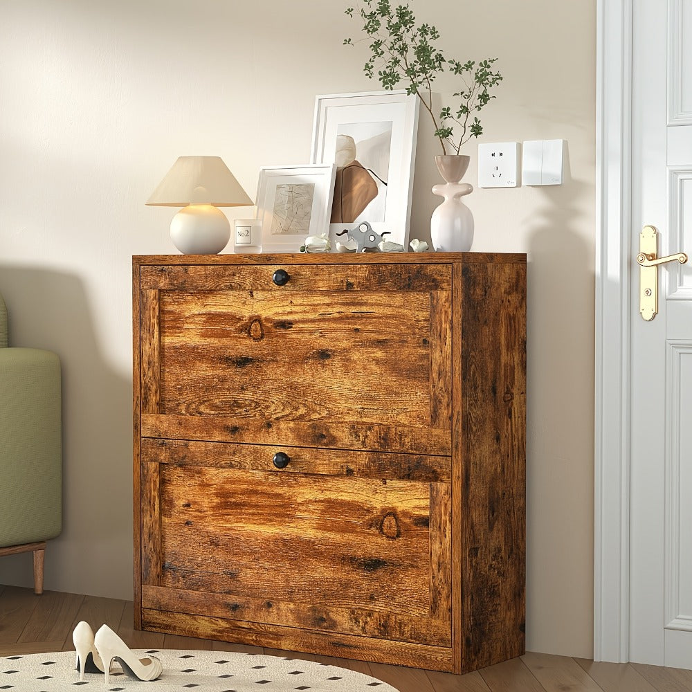 3-Drawer Space-Saving Shoe Cabinet, Covered Shoe Storage for Entryway detail image - detail view 10